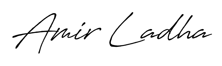 Master the art of signing with Amir Ladha written in fluent Antro_Vectra_Bolder script. A great template to practice and refine your handwriting. Amir Ladha signature style 7 images and pictures png