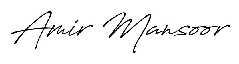 Get an exclusive digital autograph for Amir Mansoor. The Antro_Vectra_Bolder typeface captures the charm of real penmanship on paper. Amir Mansoor signature style 7 images and pictures png
