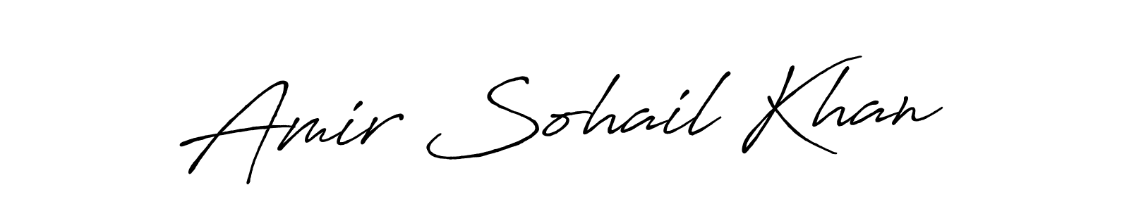 Use a signature maker to create a handwritten signature online. With this signature software, you can design (Antro_Vectra_Bolder) your own signature for name Amir Sohail Khan. Amir Sohail Khan signature style 7 images and pictures png