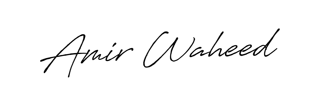 How to make Amir Waheed name signature. Use Antro_Vectra_Bolder style for creating short signs online. This is the latest handwritten sign. Amir Waheed signature style 7 images and pictures png