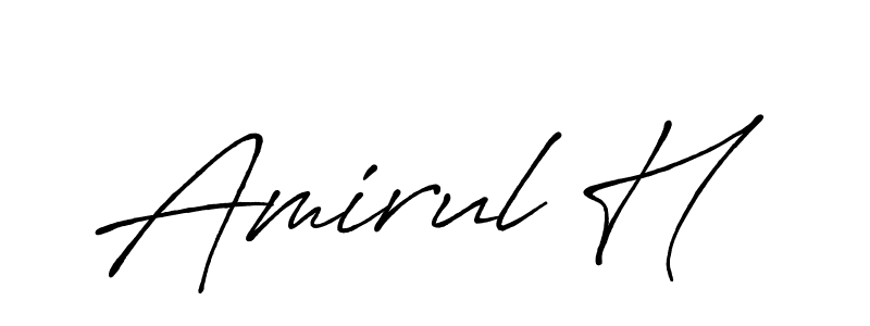 Make a beautiful signature design for name Amirul H. With this signature (Antro_Vectra_Bolder) style, you can create a handwritten signature for free. Amirul H signature style 7 images and pictures png