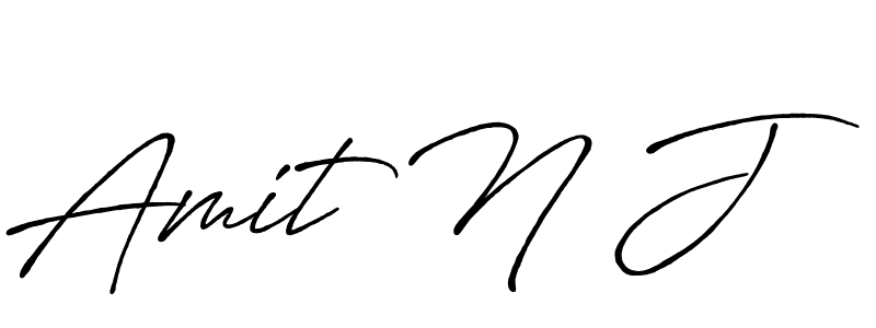 Amit N J stylish signature style. Best Handwritten Sign (Antro_Vectra_Bolder) for my name. Handwritten Signature Collection Ideas for my name Amit N J. Amit N J signature style 7 images and pictures png