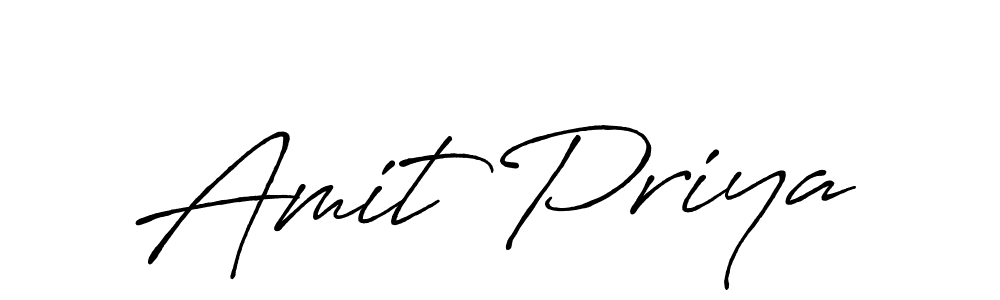 How to make Amit Priya name signature. Use Antro_Vectra_Bolder style for creating short signs online. This is the latest handwritten sign. Amit Priya signature style 7 images and pictures png