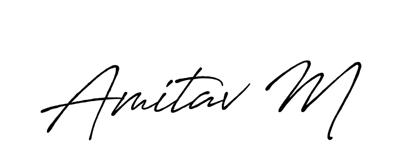 Make a beautiful signature design for name Amitav M. With this signature (Antro_Vectra_Bolder) style, you can create a handwritten signature for free. Amitav M signature style 7 images and pictures png