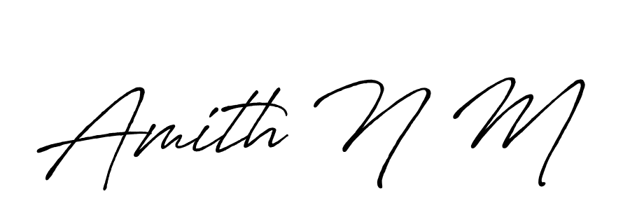 How to make Amith N M name signature. Use Antro_Vectra_Bolder style for creating short signs online. This is the latest handwritten sign. Amith N M signature style 7 images and pictures png