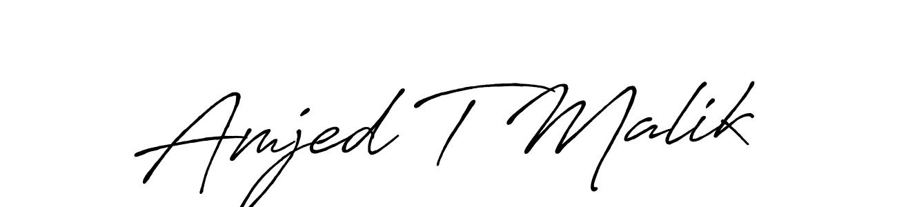 Design your own signature with our free online signature maker. With this signature software, you can create a handwritten (Antro_Vectra_Bolder) signature for name Amjed T Malik. Amjed T Malik signature style 7 images and pictures png