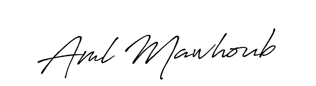 Aml Mawhoub stylish signature style. Best Handwritten Sign (Antro_Vectra_Bolder) for my name. Handwritten Signature Collection Ideas for my name Aml Mawhoub. Aml Mawhoub signature style 7 images and pictures png