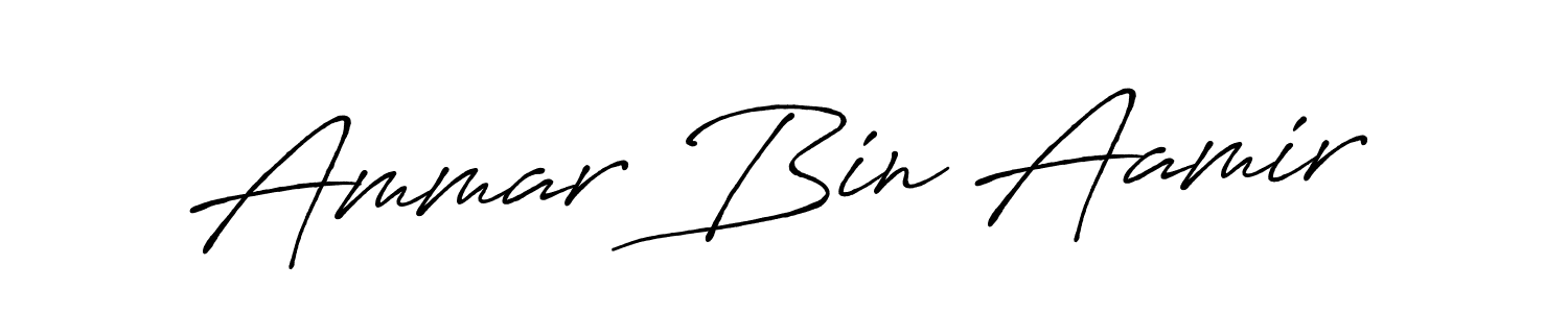 Use a signature maker to create a handwritten signature online. With this signature software, you can design (Antro_Vectra_Bolder) your own signature for name Ammar Bin Aamir. Ammar Bin Aamir signature style 7 images and pictures png