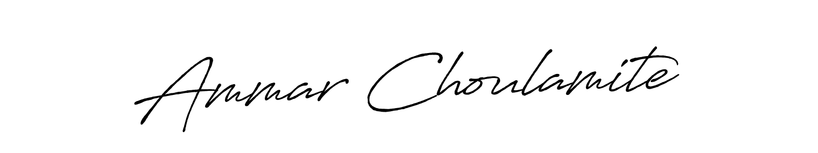 This is the best signature style for the Ammar Choulamite name. Also you like these signature font (Antro_Vectra_Bolder). Mix name signature. Ammar Choulamite signature style 7 images and pictures png