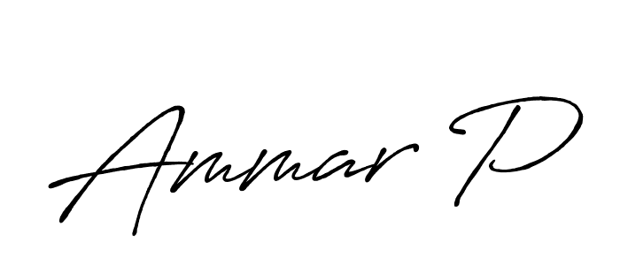 Create a beautiful signature design for name Ammar P. With this signature (Antro_Vectra_Bolder) fonts, you can make a handwritten signature for free. Ammar P signature style 7 images and pictures png