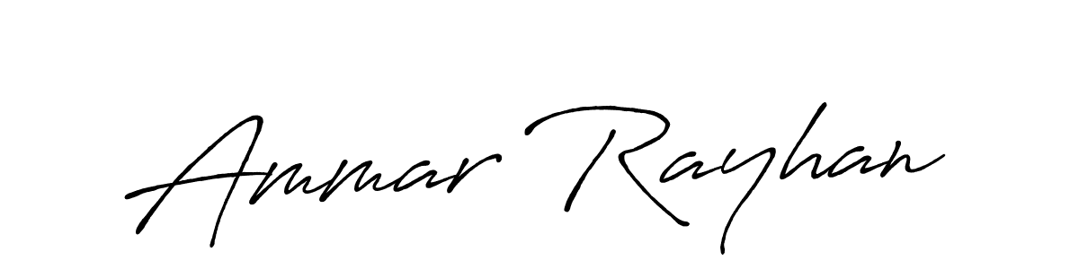 How to make Ammar Rayhan name signature. Use Antro_Vectra_Bolder style for creating short signs online. This is the latest handwritten sign. Ammar Rayhan signature style 7 images and pictures png