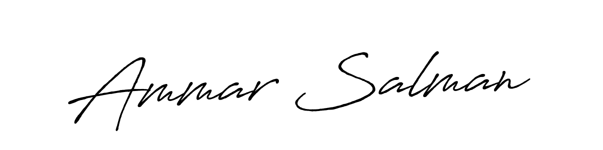 How to make Ammar Salman name signature. Use Antro_Vectra_Bolder style for creating short signs online. This is the latest handwritten sign. Ammar Salman signature style 7 images and pictures png