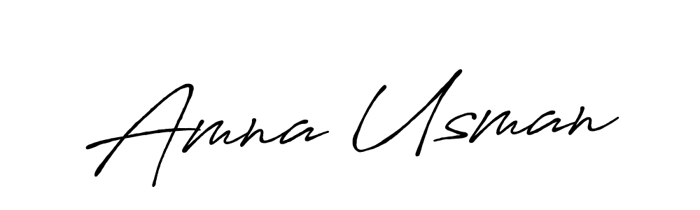Make a beautiful signature design for name Amna Usman. With this signature (Antro_Vectra_Bolder) style, you can create a handwritten signature for free. Amna Usman signature style 7 images and pictures png