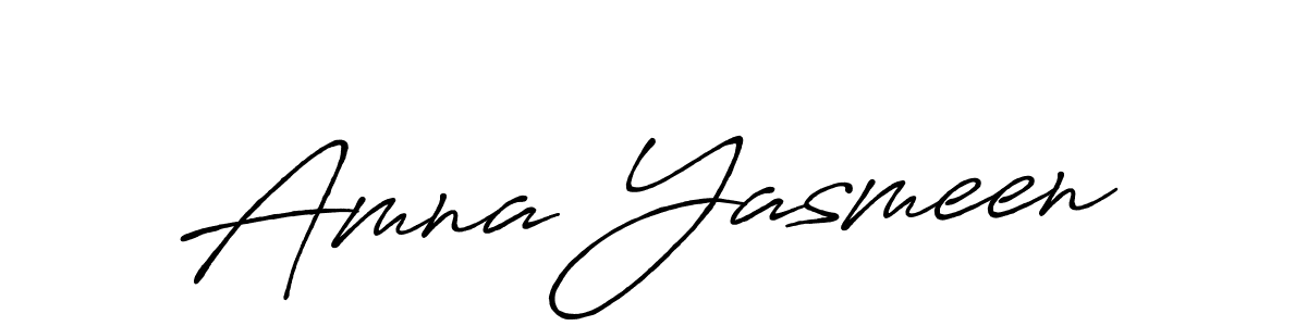 Create a beautiful signature design for name Amna Yasmeen. With this signature (Antro_Vectra_Bolder) fonts, you can make a handwritten signature for free. Amna Yasmeen signature style 7 images and pictures png