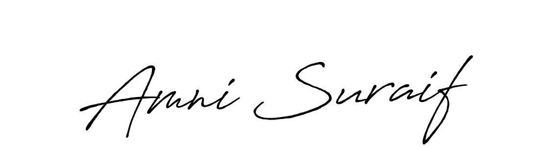 Create a beautiful signature design for name Amni Suraif. With this signature (Antro_Vectra_Bolder) fonts, you can make a handwritten signature for free. Amni Suraif signature style 7 images and pictures png