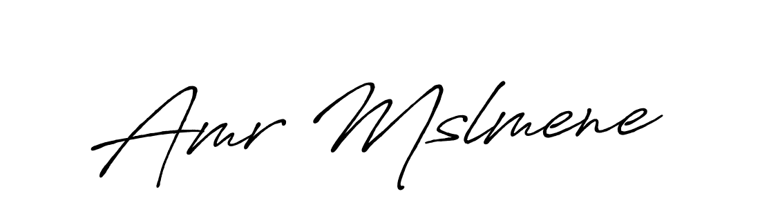 Amr Mslmene stylish signature style. Best Handwritten Sign (Antro_Vectra_Bolder) for my name. Handwritten Signature Collection Ideas for my name Amr Mslmene. Amr Mslmene signature style 7 images and pictures png