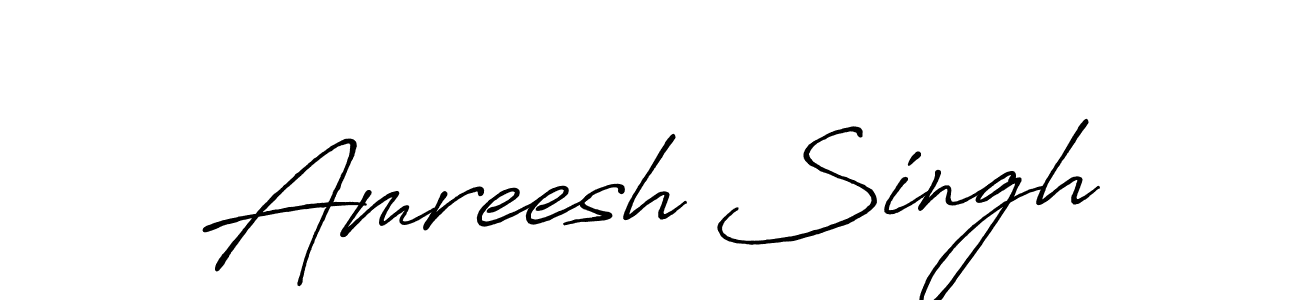 How to make Amreesh Singh name signature. Use Antro_Vectra_Bolder style for creating short signs online. This is the latest handwritten sign. Amreesh Singh signature style 7 images and pictures png