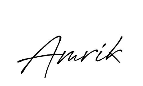 Use a signature maker to create a handwritten signature online. With this signature software, you can design (Antro_Vectra_Bolder) your own signature for name Amrik. Amrik signature style 7 images and pictures png