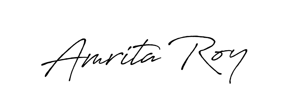 How to make Amrita Roy name signature. Use Antro_Vectra_Bolder style for creating short signs online. This is the latest handwritten sign. Amrita Roy signature style 7 images and pictures png