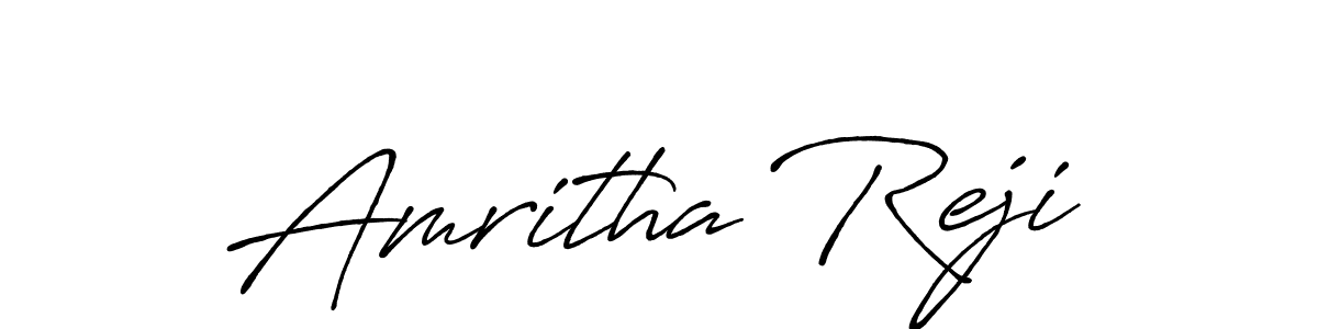 How to make Amritha Reji name signature. Use Antro_Vectra_Bolder style for creating short signs online. This is the latest handwritten sign. Amritha Reji signature style 7 images and pictures png