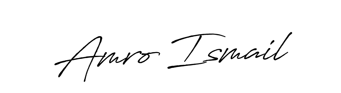 Create a beautiful signature design for name Amro Ismail. With this signature (Antro_Vectra_Bolder) fonts, you can make a handwritten signature for free. Amro Ismail signature style 7 images and pictures png