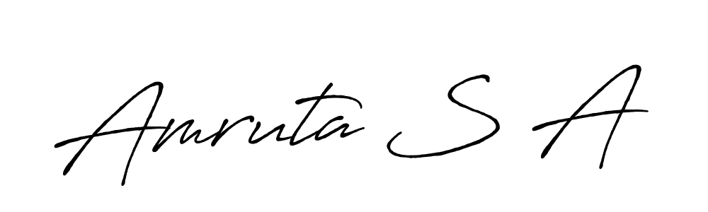 How to make Amruta S A name signature. Use Antro_Vectra_Bolder style for creating short signs online. This is the latest handwritten sign. Amruta S A signature style 7 images and pictures png