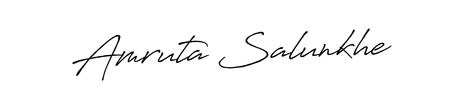 Make a beautiful signature design for name Amruta Salunkhe. With this signature (Antro_Vectra_Bolder) style, you can create a handwritten signature for free. Amruta Salunkhe signature style 7 images and pictures png