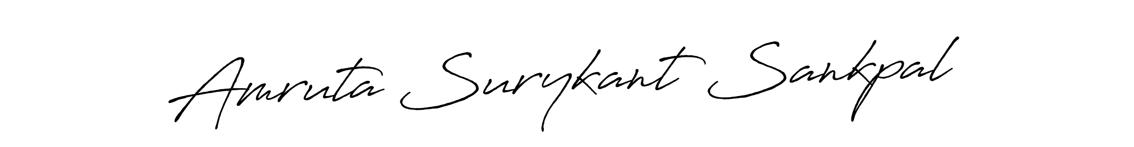 How to make Amruta Surykant Sankpal name signature. Use Antro_Vectra_Bolder style for creating short signs online. This is the latest handwritten sign. Amruta Surykant Sankpal signature style 7 images and pictures png