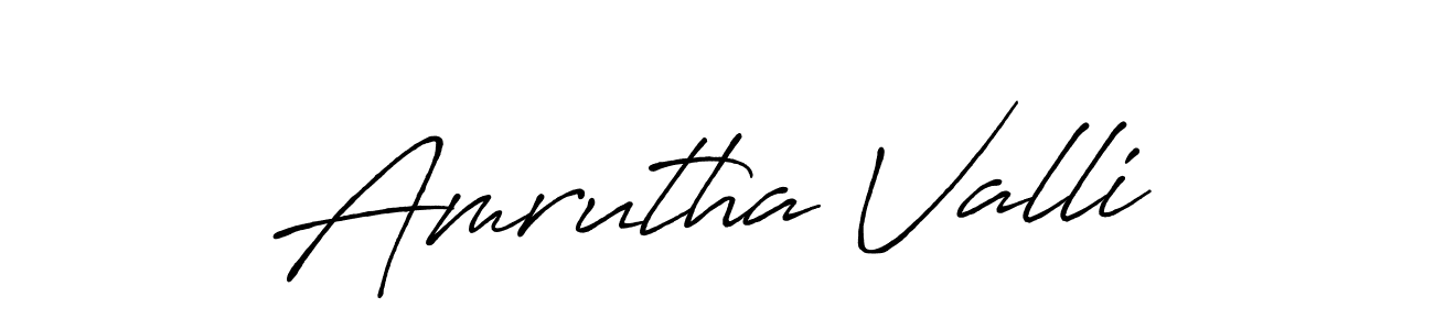 Make a beautiful signature design for name Amrutha Valli. With this signature (Antro_Vectra_Bolder) style, you can create a handwritten signature for free. Amrutha Valli signature style 7 images and pictures png