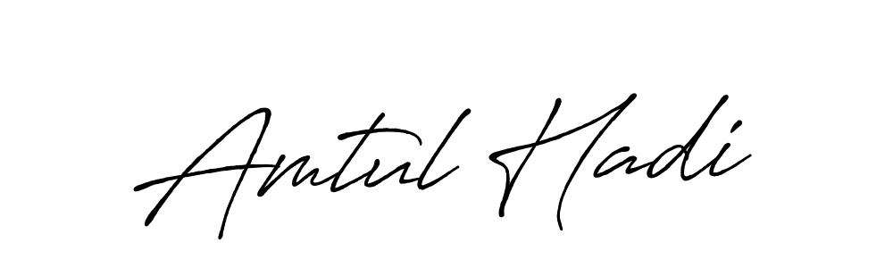 Use a signature maker to create a handwritten signature online. With this signature software, you can design (Antro_Vectra_Bolder) your own signature for name Amtul Hadi. Amtul Hadi signature style 7 images and pictures png