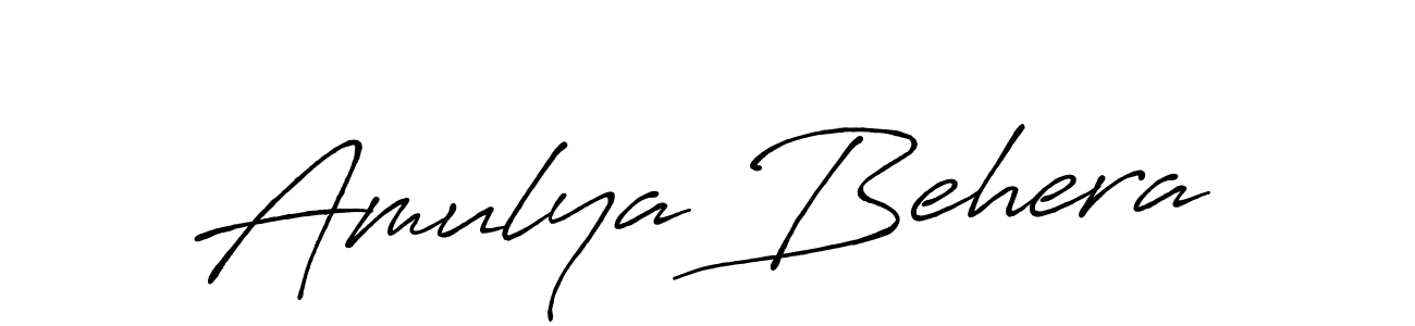 How to make Amulya Behera name signature. Use Antro_Vectra_Bolder style for creating short signs online. This is the latest handwritten sign. Amulya Behera signature style 7 images and pictures png