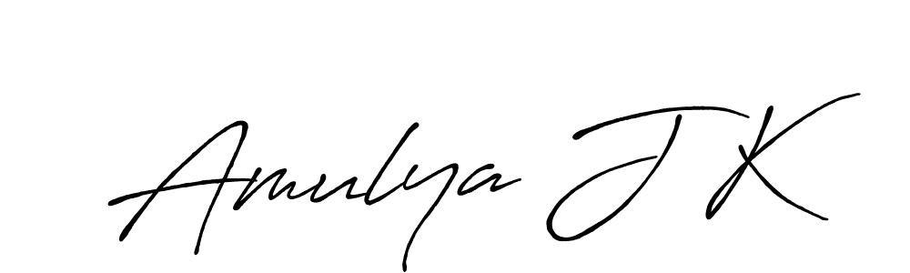 Use a signature maker to create a handwritten signature online. With this signature software, you can design (Antro_Vectra_Bolder) your own signature for name Amulya J K. Amulya J K signature style 7 images and pictures png