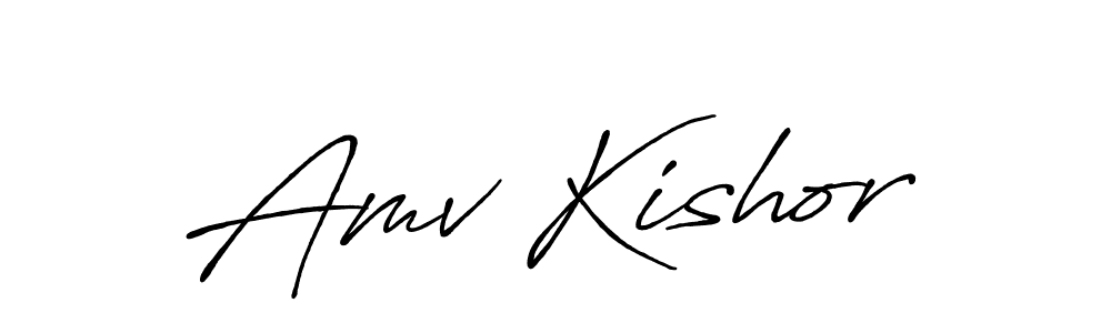 Make a beautiful signature design for name Amv Kishor. With this signature (Antro_Vectra_Bolder) style, you can create a handwritten signature for free. Amv Kishor signature style 7 images and pictures png
