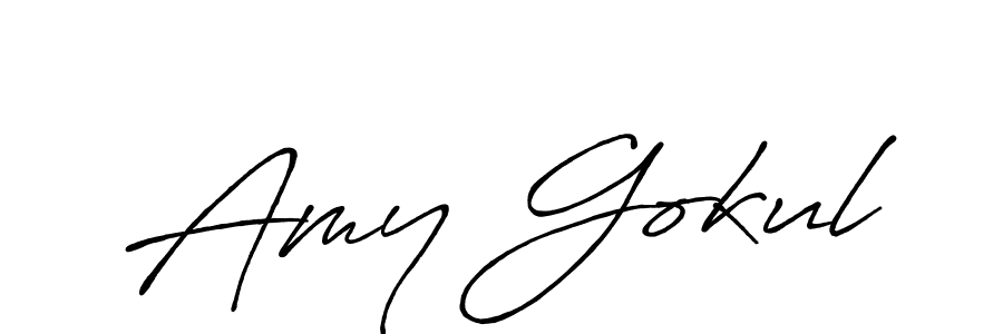 How to make Amy Gokul name signature. Use Antro_Vectra_Bolder style for creating short signs online. This is the latest handwritten sign. Amy Gokul signature style 7 images and pictures png