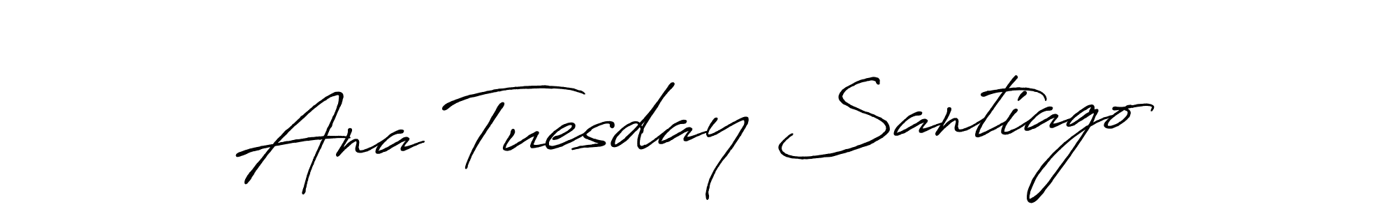 The best way (Antro_Vectra_Bolder) to make a short signature is to pick only two or three words in your name. The name Ana Tuesday Santiago include a total of six letters. For converting this name. Ana Tuesday Santiago signature style 7 images and pictures png