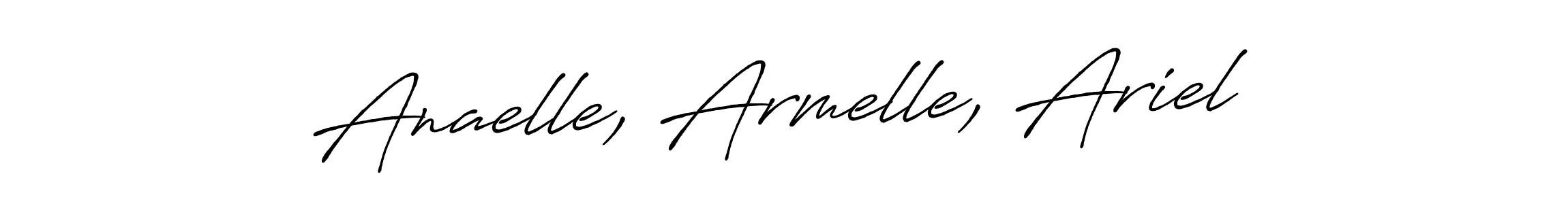 Design your own signature with our free online signature maker. With this signature software, you can create a handwritten (Antro_Vectra_Bolder) signature for name Anaelle, Armelle, Ariel. Anaelle, Armelle, Ariel signature style 7 images and pictures png