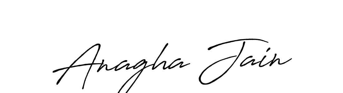 How to make Anagha Jain name signature. Use Antro_Vectra_Bolder style for creating short signs online. This is the latest handwritten sign. Anagha Jain signature style 7 images and pictures png