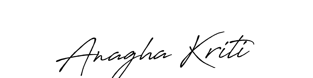 How to make Anagha Kriti name signature. Use Antro_Vectra_Bolder style for creating short signs online. This is the latest handwritten sign. Anagha Kriti signature style 7 images and pictures png