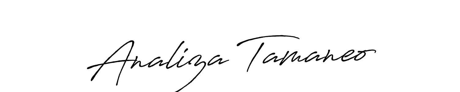 The best way (Antro_Vectra_Bolder) to make a short signature is to pick only two or three words in your name. The name Analiza Tamaneo include a total of six letters. For converting this name. Analiza Tamaneo signature style 7 images and pictures png