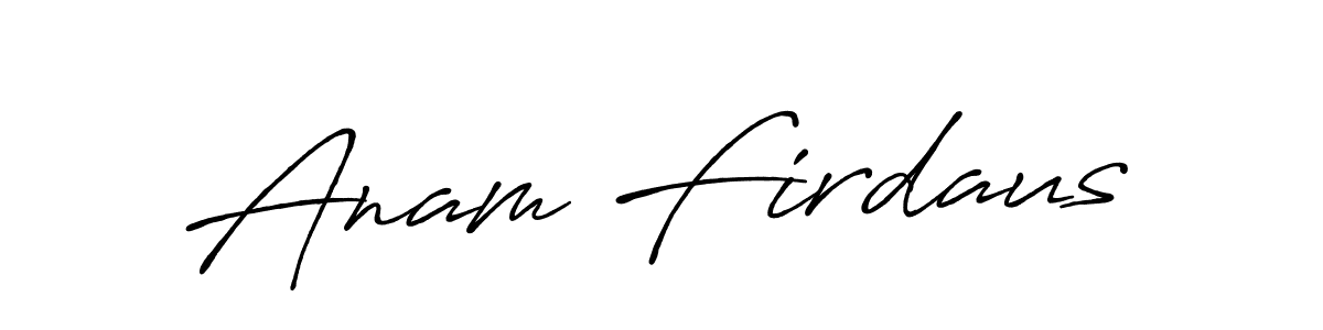 How to make Anam Firdaus name signature. Use Antro_Vectra_Bolder style for creating short signs online. This is the latest handwritten sign. Anam Firdaus signature style 7 images and pictures png