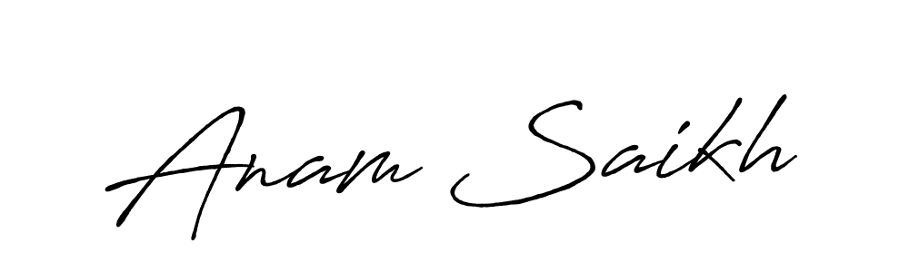 Use a signature maker to create a handwritten signature online. With this signature software, you can design (Antro_Vectra_Bolder) your own signature for name Anam Saikh. Anam Saikh signature style 7 images and pictures png