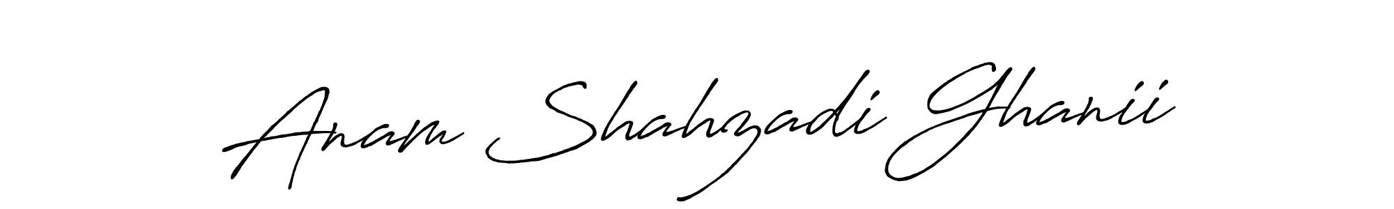 How to make Anam Shahzadi Ghanii name signature. Use Antro_Vectra_Bolder style for creating short signs online. This is the latest handwritten sign. Anam Shahzadi Ghanii signature style 7 images and pictures png