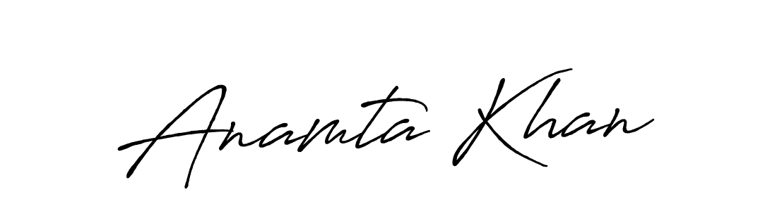 Make a beautiful signature design for name Anamta Khan. With this signature (Antro_Vectra_Bolder) style, you can create a handwritten signature for free. Anamta Khan signature style 7 images and pictures png