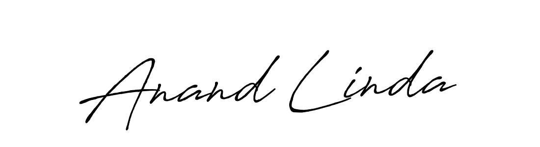 How to make Anand Linda name signature. Use Antro_Vectra_Bolder style for creating short signs online. This is the latest handwritten sign. Anand Linda signature style 7 images and pictures png