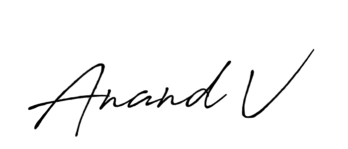 How to make Anand V name signature. Use Antro_Vectra_Bolder style for creating short signs online. This is the latest handwritten sign. Anand V signature style 7 images and pictures png
