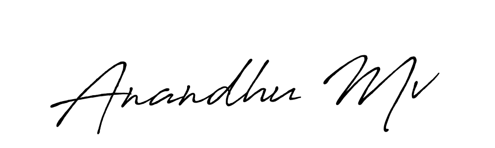 Anandhu Mv stylish signature style. Best Handwritten Sign (Antro_Vectra_Bolder) for my name. Handwritten Signature Collection Ideas for my name Anandhu Mv. Anandhu Mv signature style 7 images and pictures png