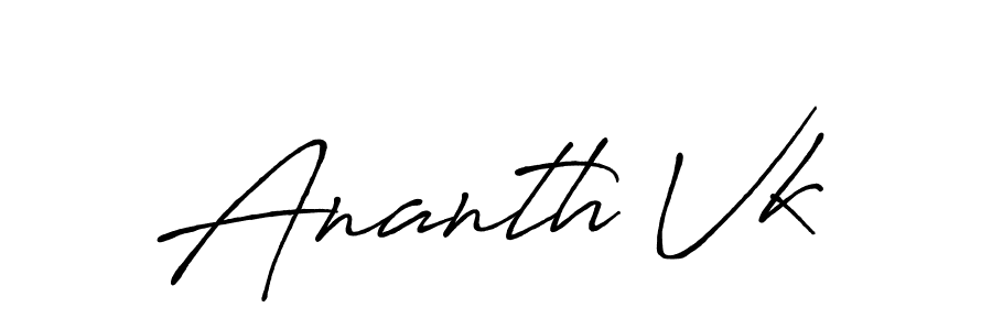Create a beautiful signature design for name Ananth Vk. With this signature (Antro_Vectra_Bolder) fonts, you can make a handwritten signature for free. Ananth Vk signature style 7 images and pictures png
