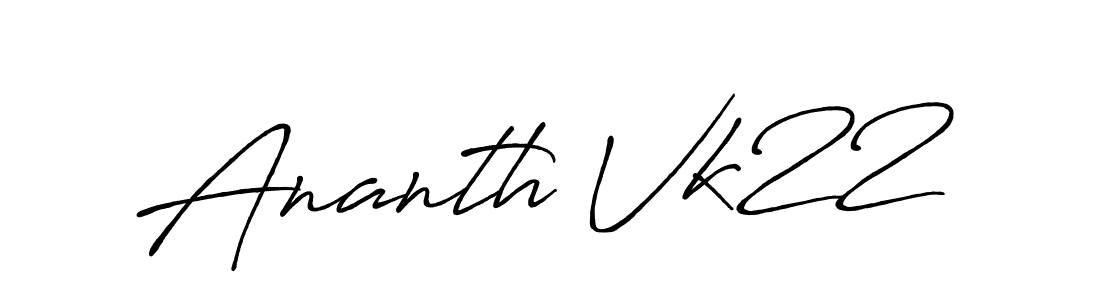 Ananth Vk22 stylish signature style. Best Handwritten Sign (Antro_Vectra_Bolder) for my name. Handwritten Signature Collection Ideas for my name Ananth Vk22. Ananth Vk22 signature style 7 images and pictures png