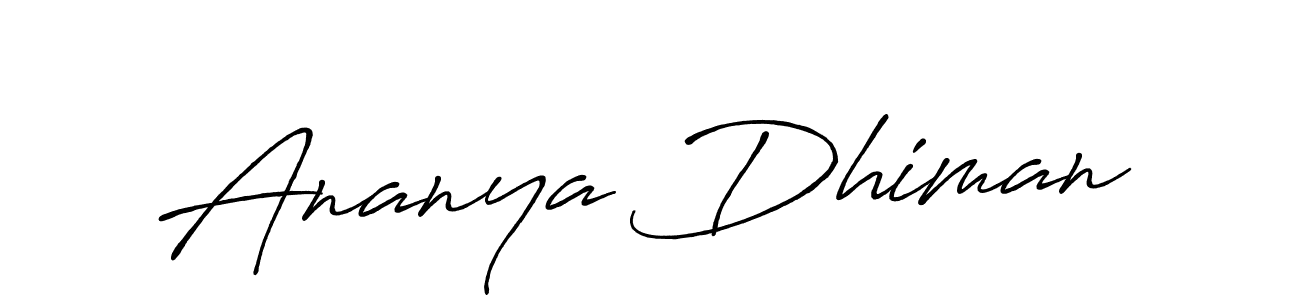 Make a beautiful signature design for name Ananya Dhiman. With this signature (Antro_Vectra_Bolder) style, you can create a handwritten signature for free. Ananya Dhiman signature style 7 images and pictures png