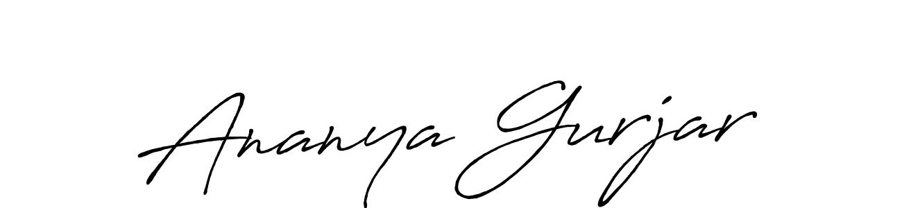 How to make Ananya Gurjar name signature. Use Antro_Vectra_Bolder style for creating short signs online. This is the latest handwritten sign. Ananya Gurjar signature style 7 images and pictures png